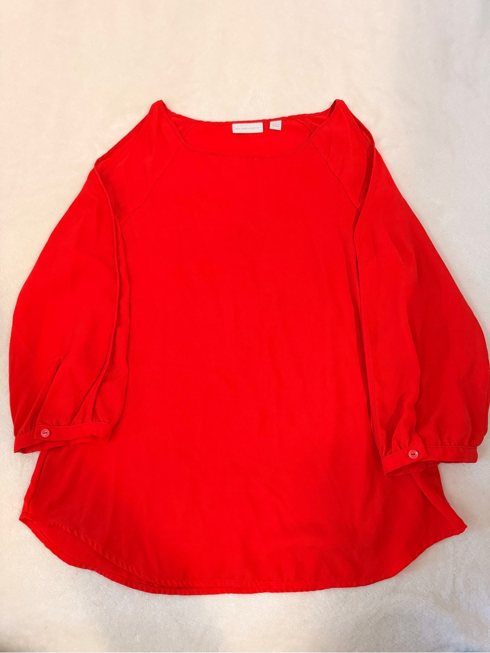 New York & Company Burnt Orange Red Cold Shoulder Blouse S